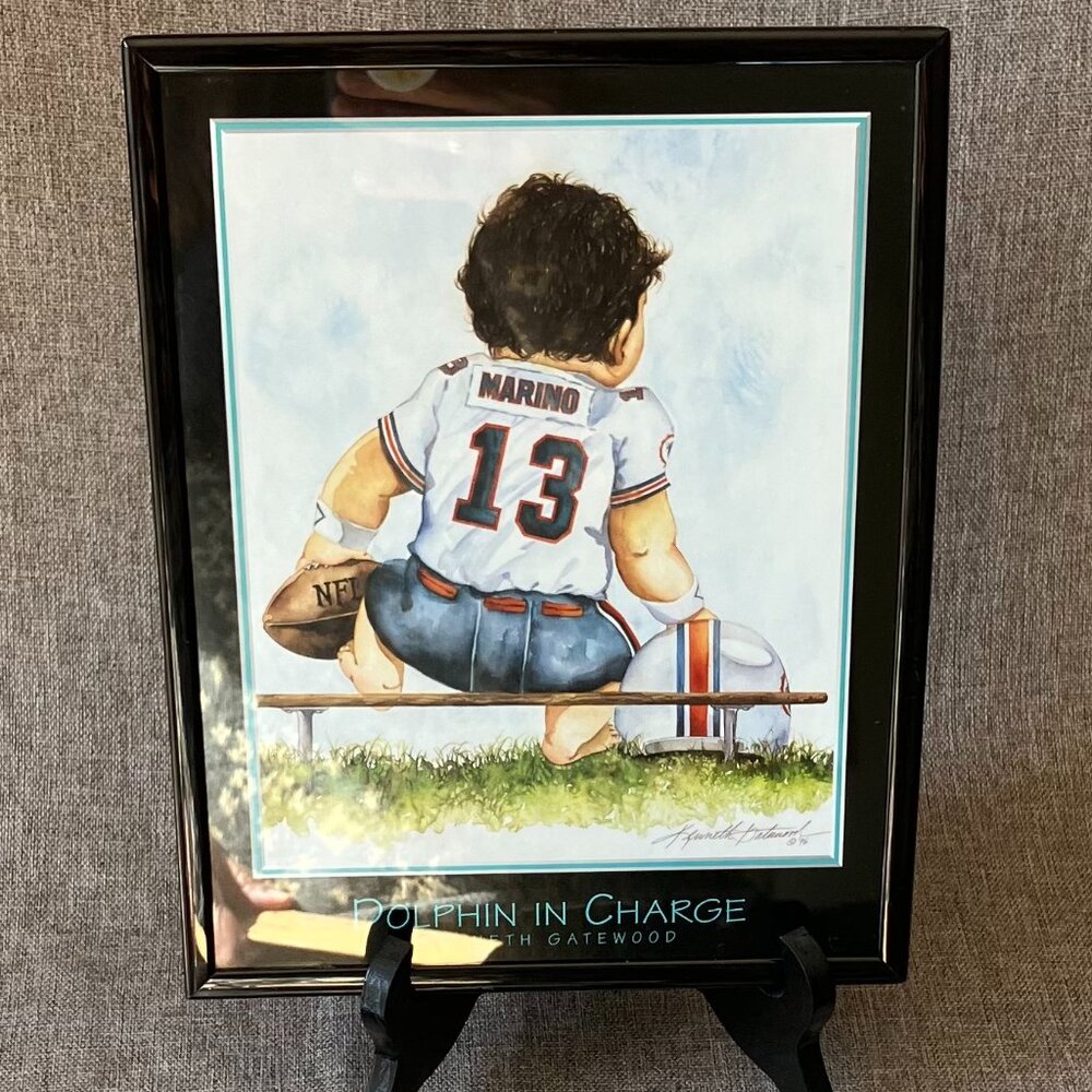 Dan Marino Baby "Dolphin In Charge" Print Kenneth Gatewood 8"x10" Framed